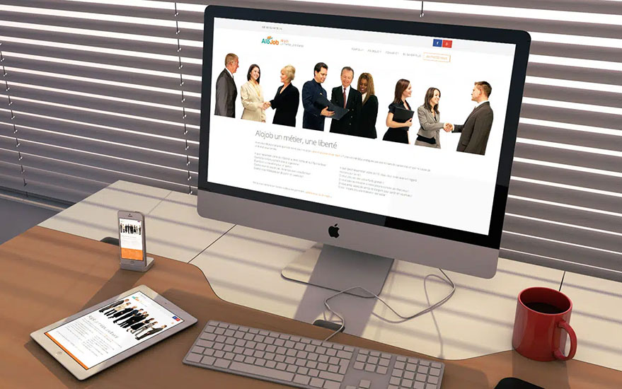 Mockup site internet vitrine full responsive design et rétina AloJob