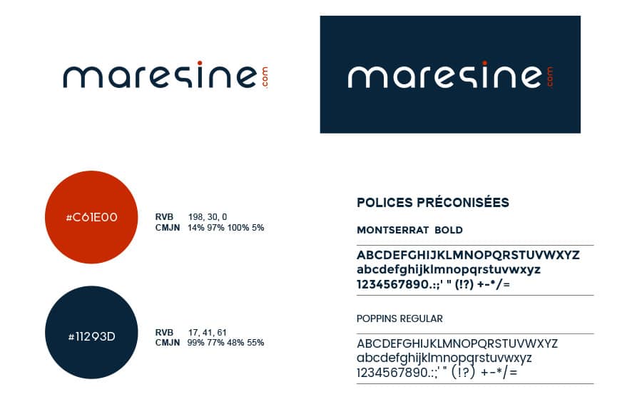 création logo maresine.com : codes couleurs et typographies utilisées pour le logo