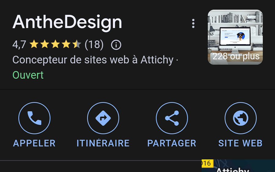 fiche google business profile de l'agence AntheDesign